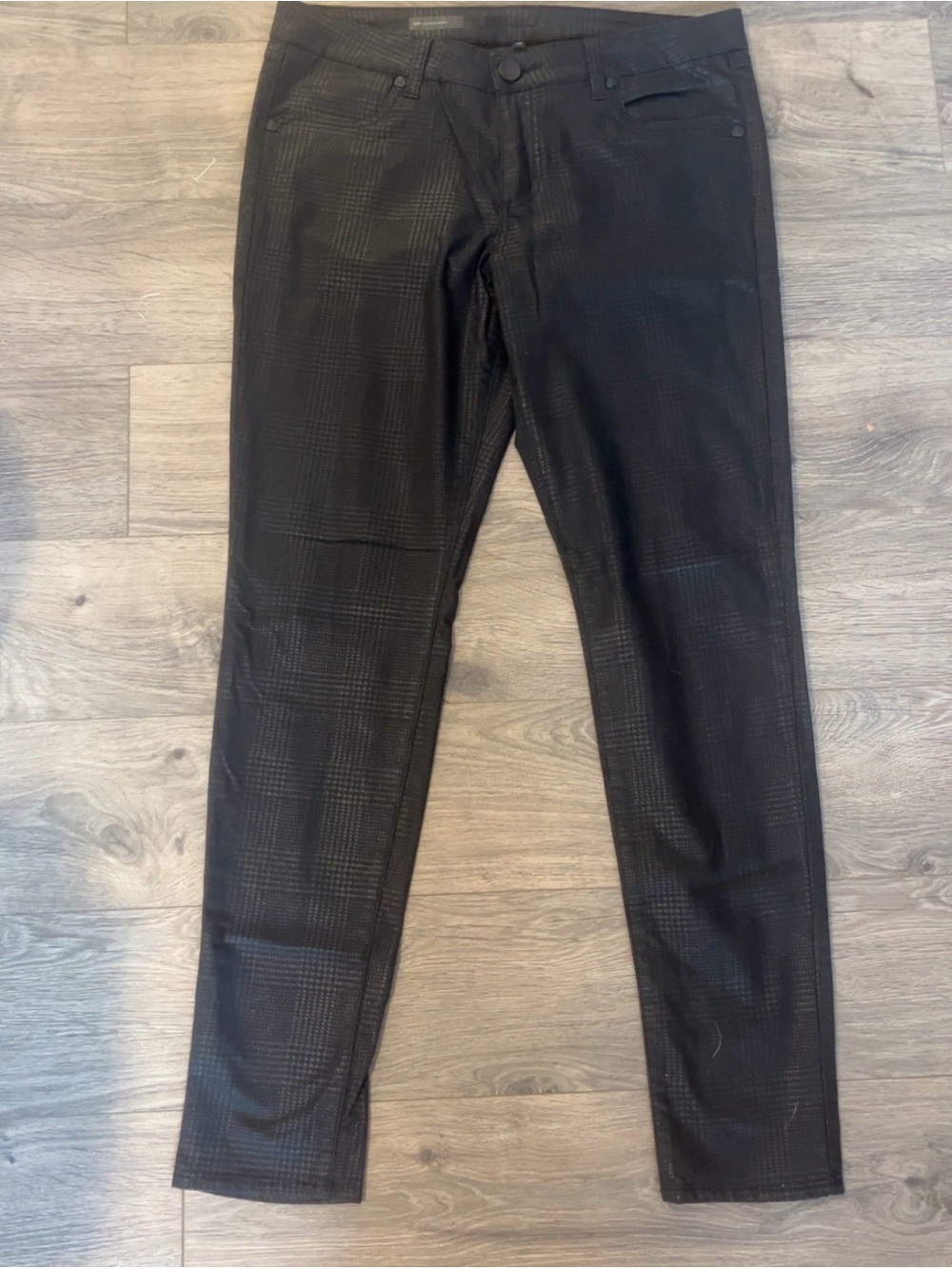 Kut from the Kloth Black Skinny Jeans with Subtle Plaid